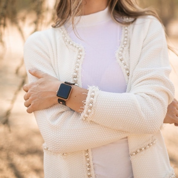 Apple iWatch Series 7 Dark Brown Leather Band Rose Gold Jewelry Strap Bracelet